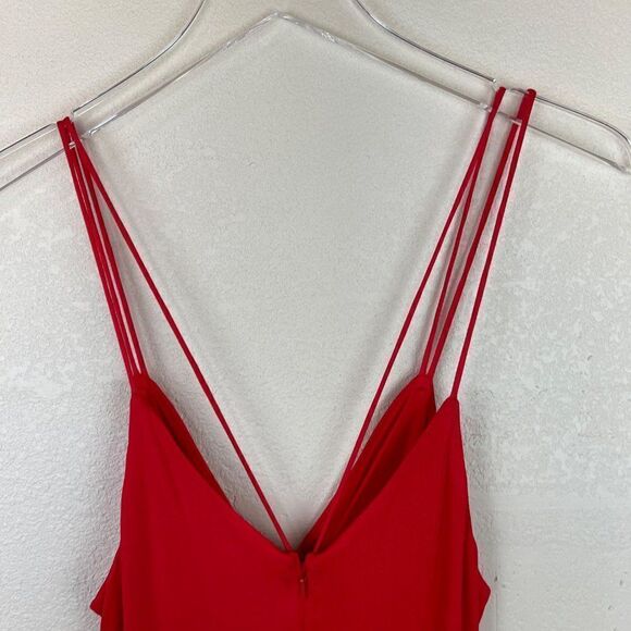 Bardot Sexy Red Wrap Midi Dress Slit Lipstick Size 8 Medium - Picture 9 of 10